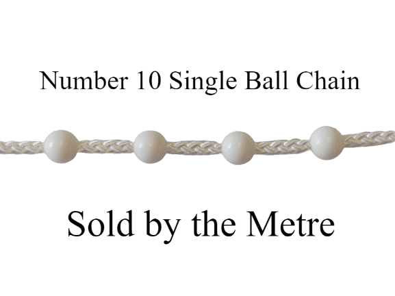 White Plastic No. 10 Chain Single Ball (Sold in Metres)