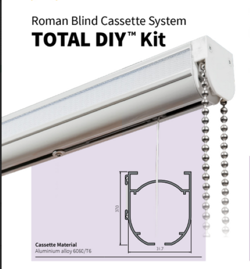 Complete Roman Blind Kit inc rail/rods/bar/tapes/brackets/safety